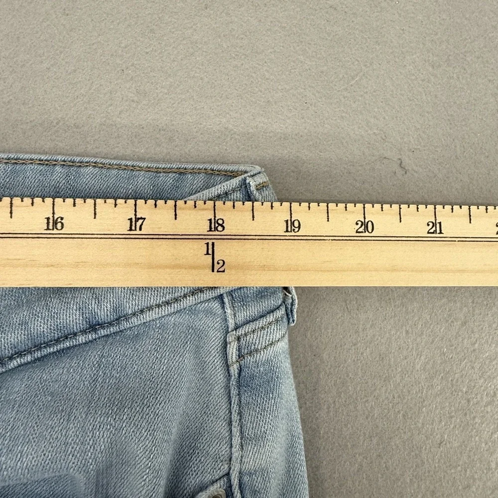Levi's 513 Slim Straight Jeans Mens 34x30 Light‎ Wash Stretch Raw Hem Distressed